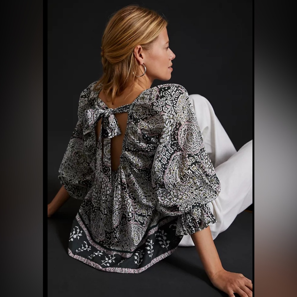 Cleobella Black and White Patterned Blouse